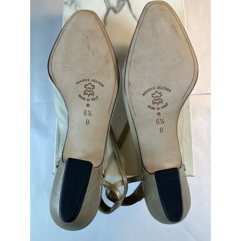 Amalfi Leisure Gold Luster Capri Mesh Leather Slings Pump Italy 5 1/2 B Look NEW - Picture 7 of 12